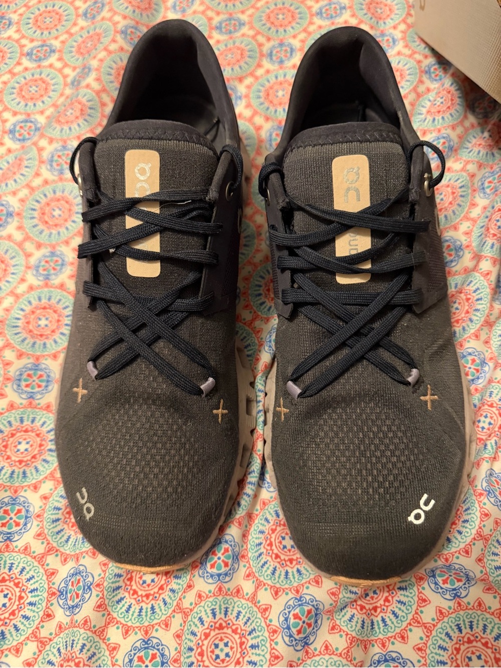 On Running Men’s Black Athletic Running Shoes with Tan Accents